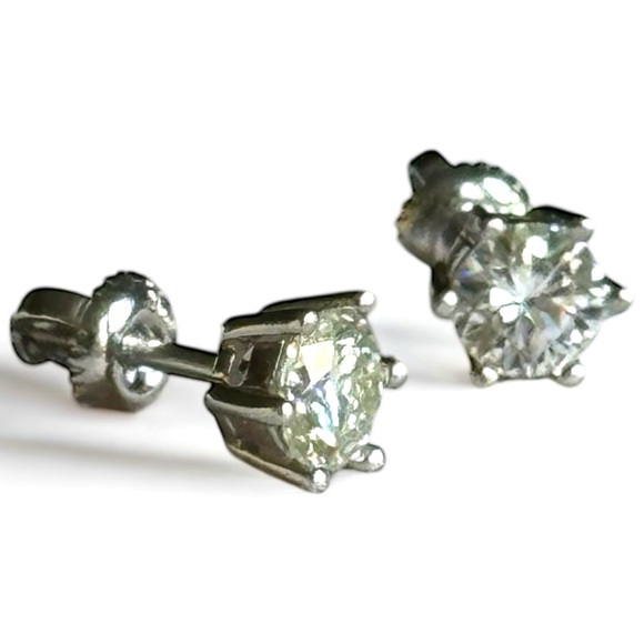1.0 ctw Moissanite 925 Sterling Silver 5mm Stud Earrings Posts carat NEW G8